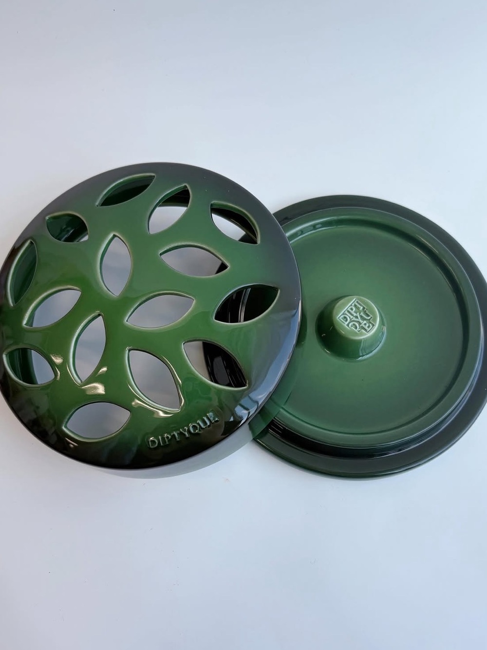 Limited Edition Summer Collection Diptyque Incense Holder green enamel porcelain